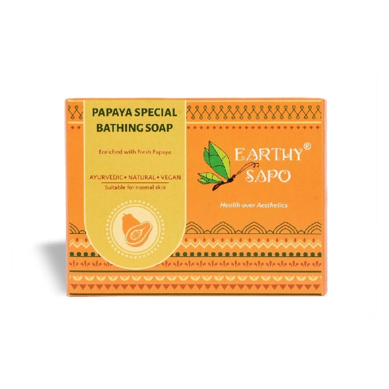 Earthy Sapo Handmade Papaya Special Bathing Soap Earthy Sapo Handmade Papaya Special Bathing Soap-Pack Size-100 g