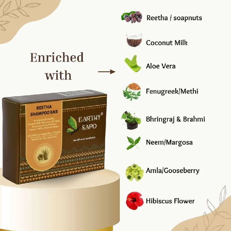 Earthy Sapo Handmade Reetha Shampoo Bar For Dry Hair - Image 5
