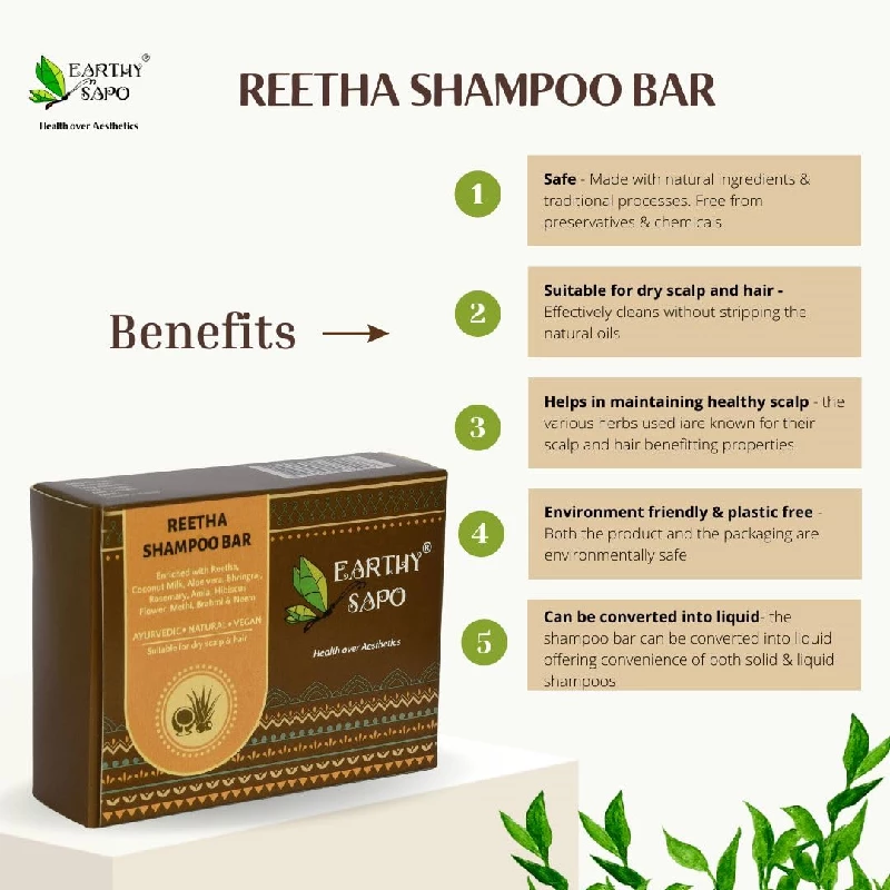 Earthy Sapo Handmade Reetha Shampoo Bar For Dry Hair - Image 6