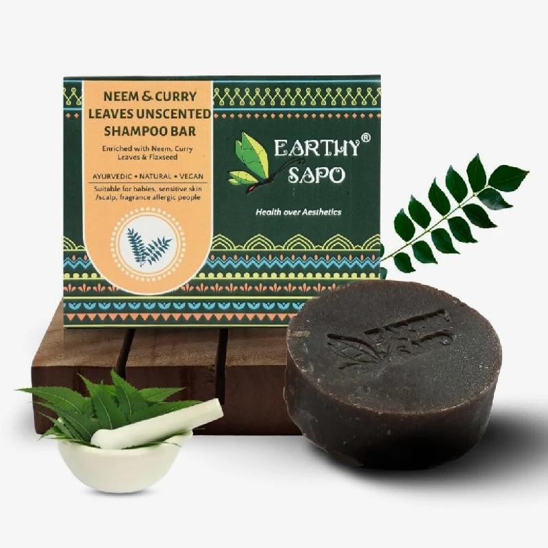 Earthy Sapo Neem & Curry Leaves Unscented Shampoo Bar Earthy Sapo Neem & Curry Leaves Unscented Shampoo Bar-Pack Size-75 g
