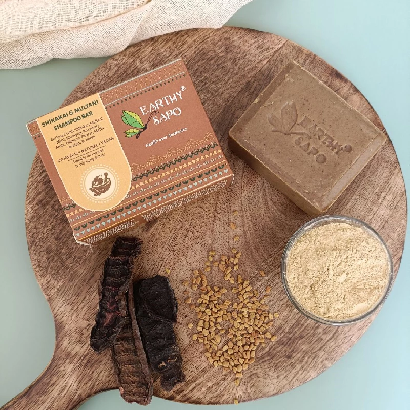 Earthy Sapo Shikakai & Multani Shampoo Bar Earthy Sapo Shikakai & Multani Shampoo Bar-Pack Size-100.0