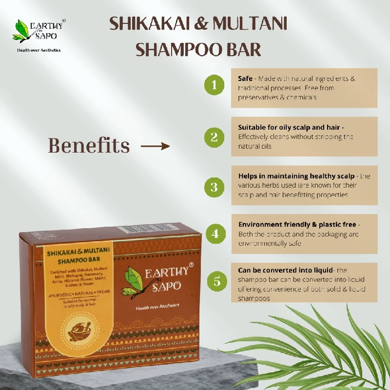 Earthy Sapo Shikakai & Multani Shampoo Bar - Image 5