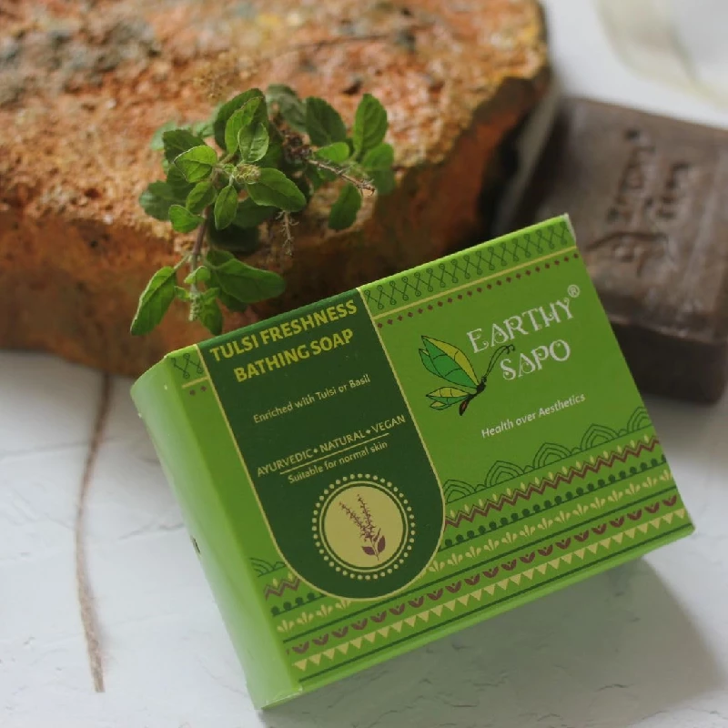 Earthy Sapo Tulsi Freshness Bathing Soap - Image 6