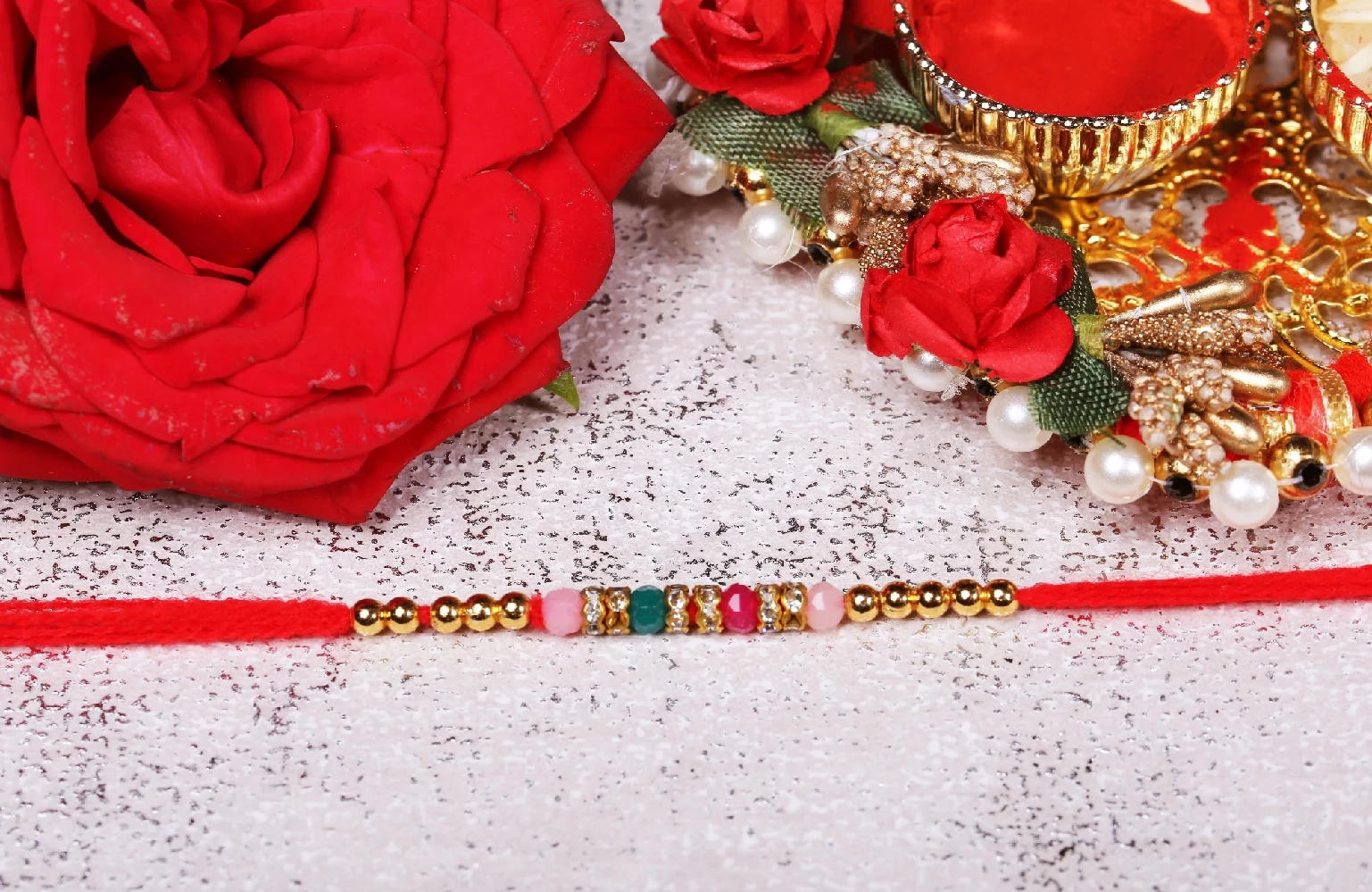 Elegant Beads and Kundan Rakhis - Image 7