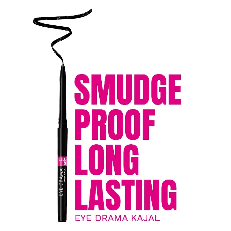 Elle 18 Eye Drama Bold Black Waterproof Matte Finish Kajal - Image 2