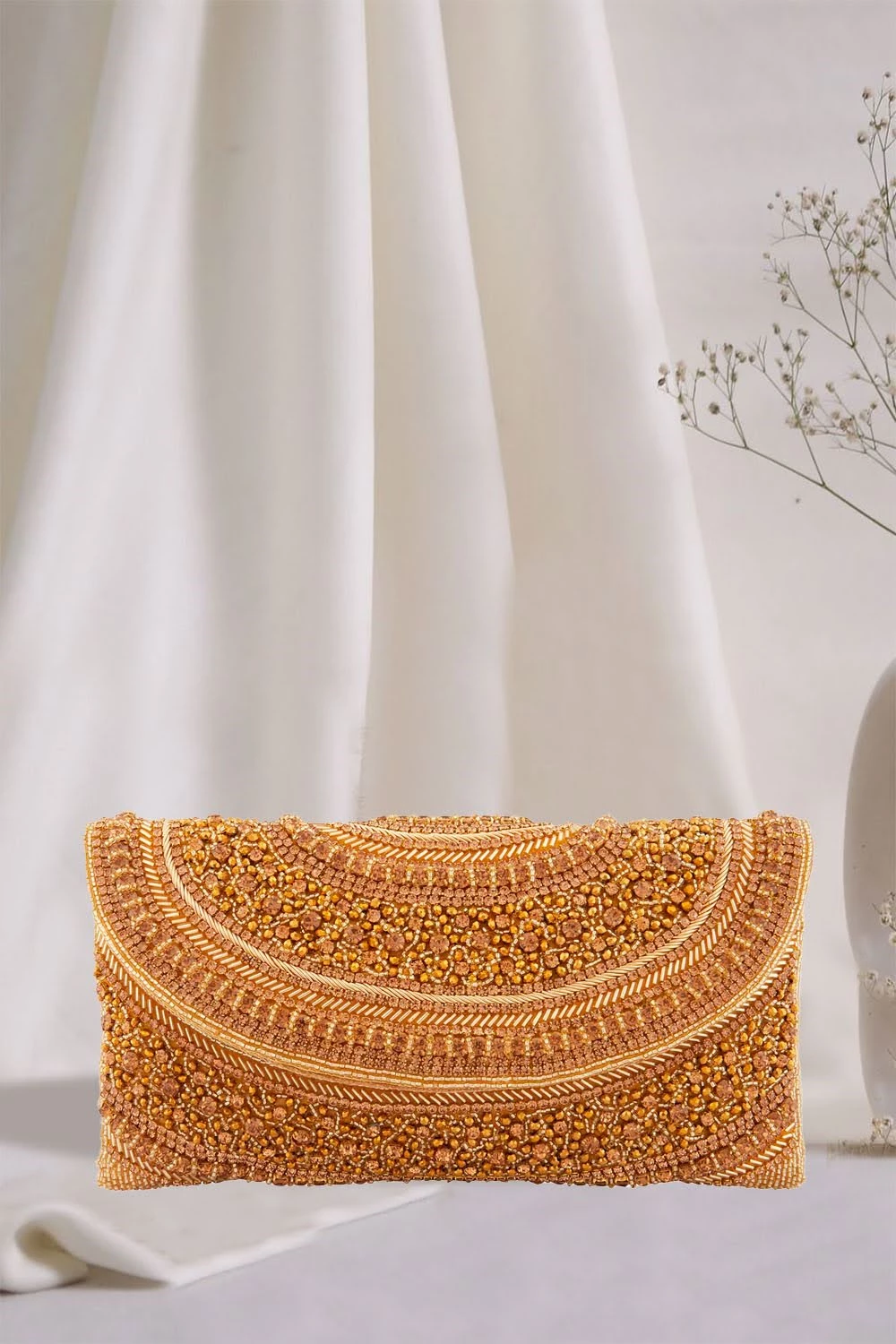 Era Collection Heavy Stone Handwork Clutches Era Collection Heavy Stone Handwork Clutches-Color-Gold