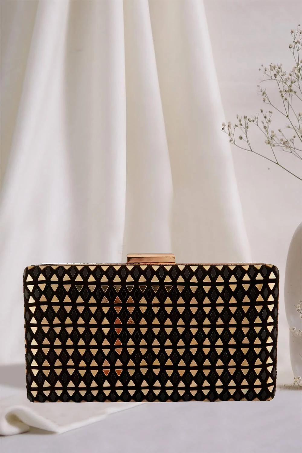 Era Collection Mirror Handwork Clutches Era Collection Mirror Handwork Clutches-Color-Black