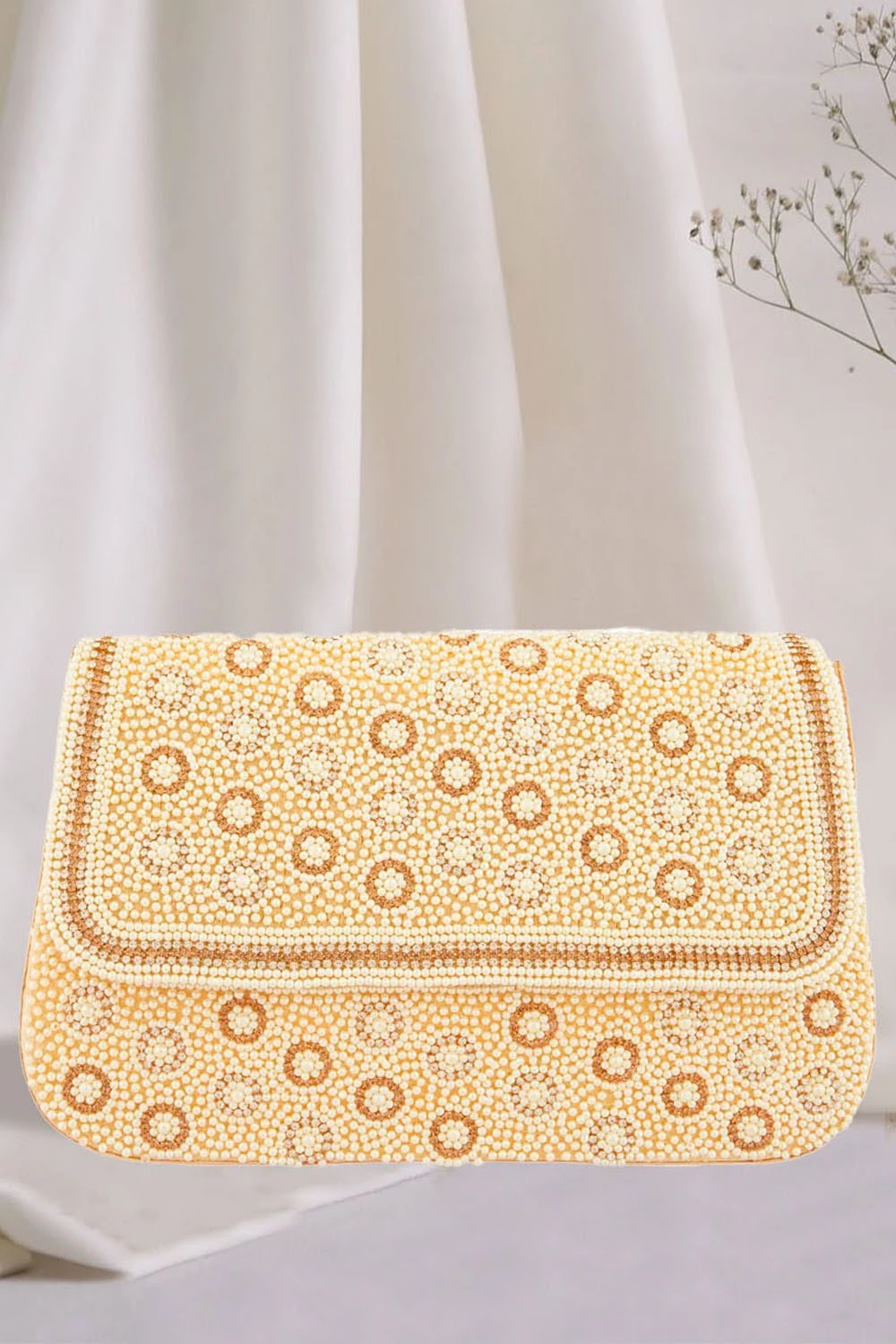 Era Collection Pearl & Stonework Clutches Era Collection Pearl & Stonework Clutches-Color-Cream Pearl
