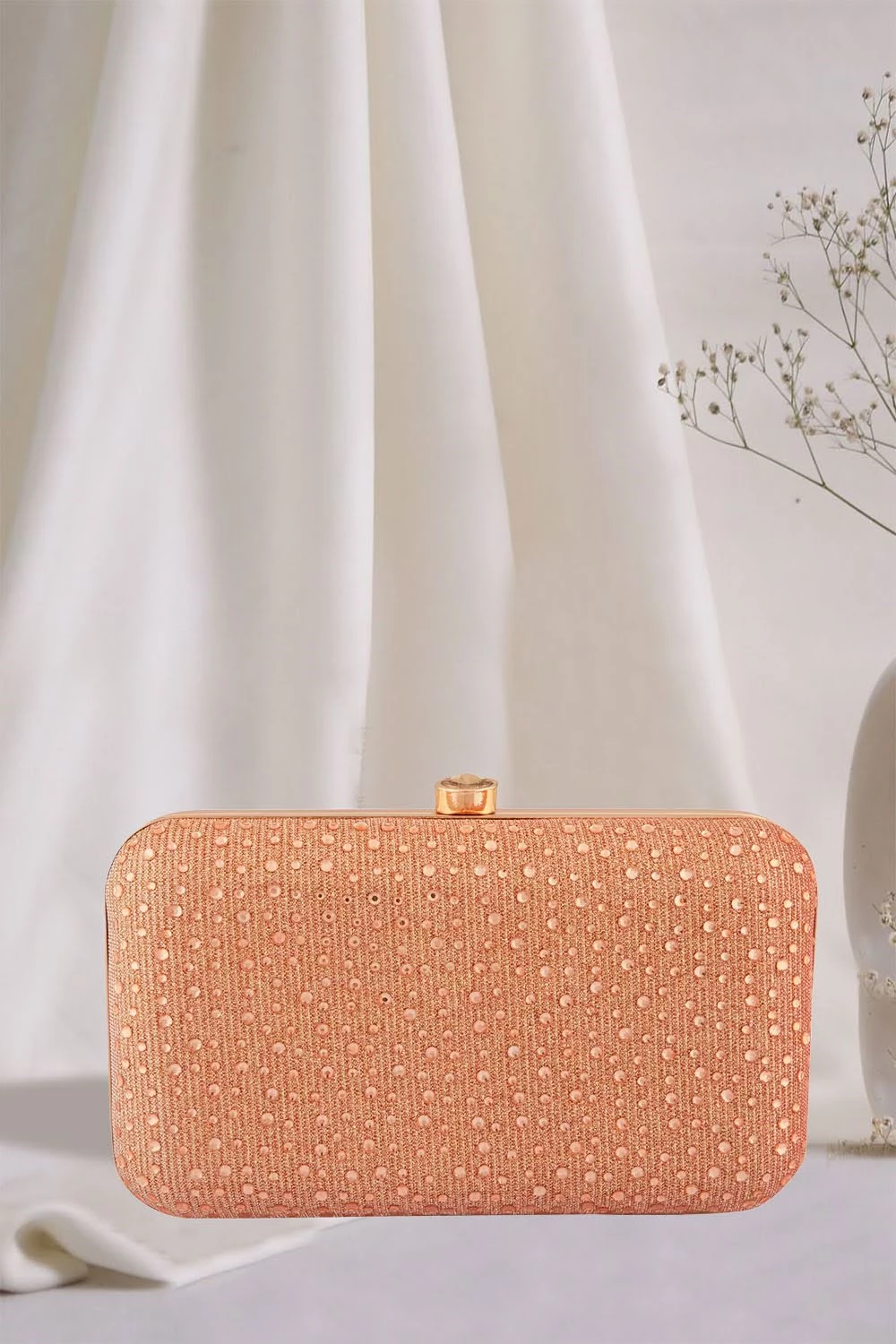 Era Collection Stone Handwork Clutches Era Collection Stone Handwork Clutches-Color-Rose Gold