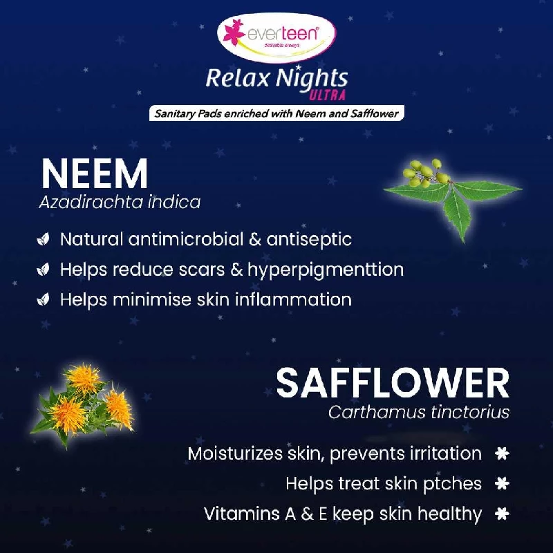 Everteen XXl Relax Nights Ultra Thin Sanitary Pads with Neem and Safflower - Image 4