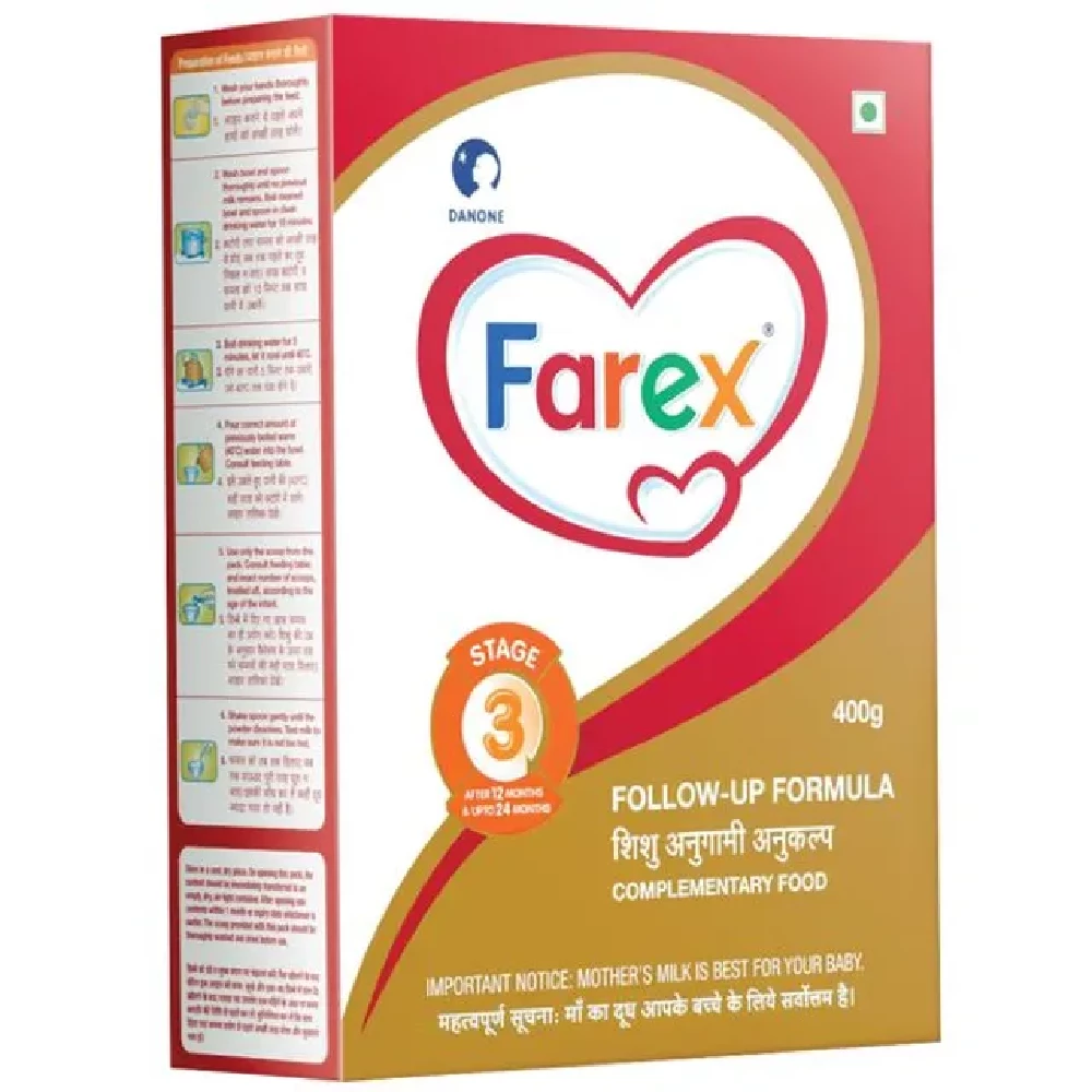 Farex Follow Up Formula After 12 Months & Upto 24 Months Stage 3 Farex Follow Up Formula After 12 Months & Upto 24 Months Stage 3-Pack Size-400 g