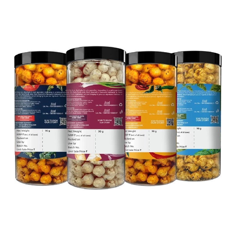 Farmley Roasted Makhana Combo of Minty Pudina, Peri Peri, Tangy Tomato and Cream & Onion (Pack of 4) - Image 3
