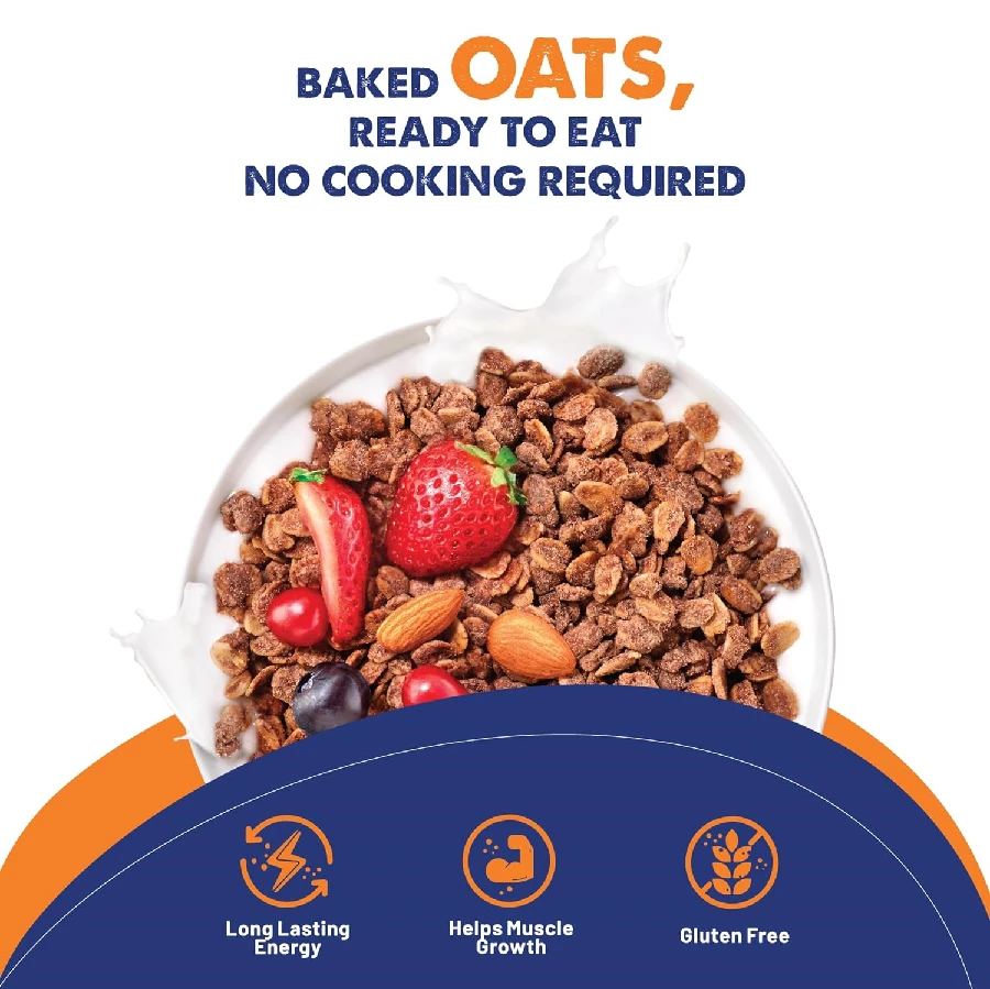 Fit & Flex High Protein Ready to Eat Baked Peanut Butter Chocolate Oats with Zero Sugar, Gluten Free & Preservative Free (Pack of 2) - Image 5