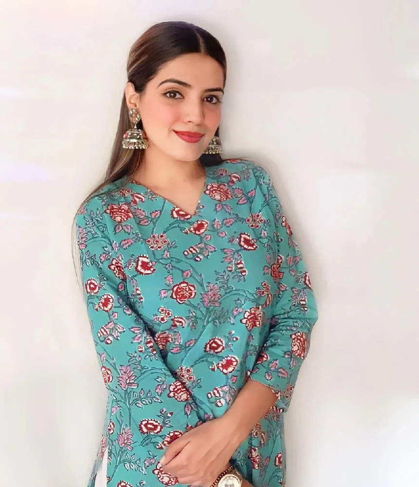Flower Baby Blue Kurti - Image 2