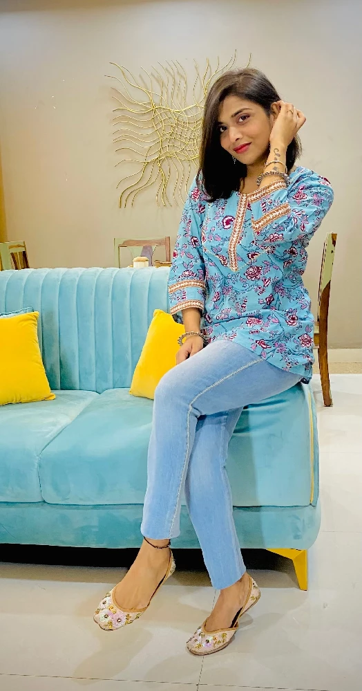 Flowy Flower Baby Blue Top - Image 2