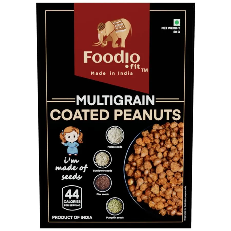 Foodio.fit Multigrain Coated Peanuts - Rich In Protein, Fibre & Fat Foodio.fit Multigrain Coated Peanuts - Rich In Protein, Fibre & Fat--50 g Box