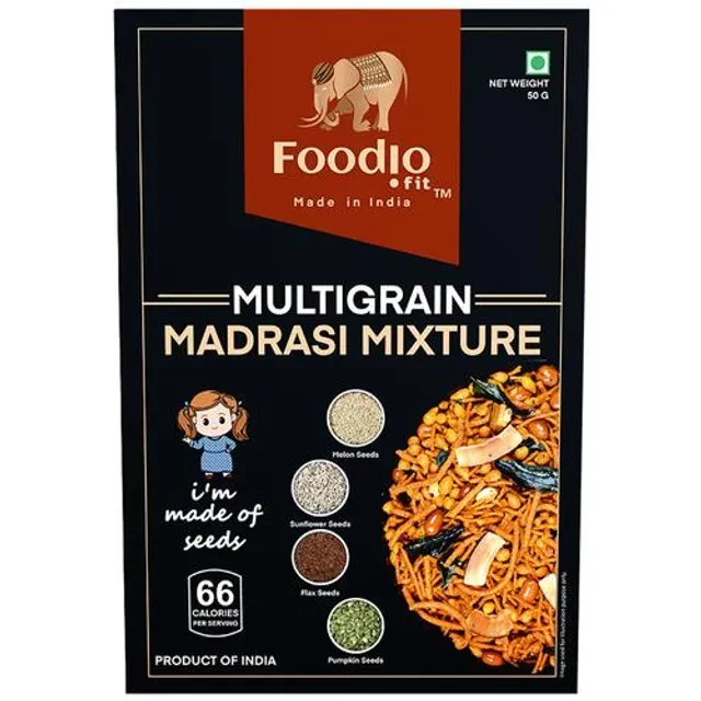 Foodio.fit Multigrain Madrasi Mixture - Tangy & Spicy Snack Foodio.fit Multigrain Madrasi Mixture - Tangy & Spicy Snack--50g Box