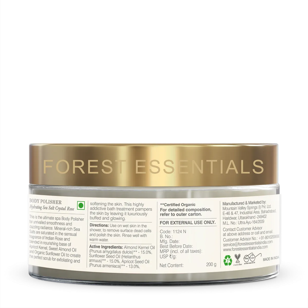 Forest Essentials Body Polisher Hydrating Sea Salt Crystal Rose - Image 4