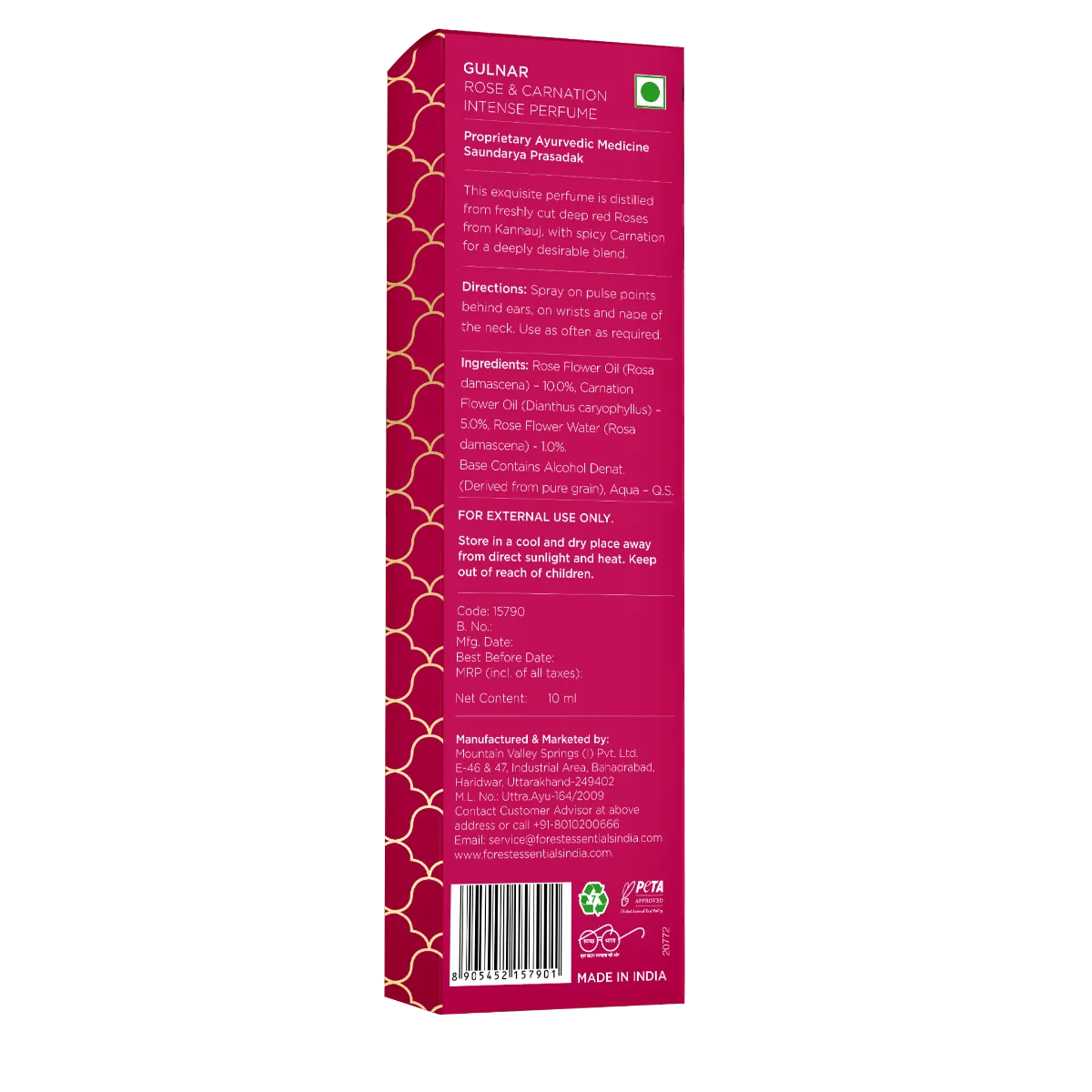 Forest Essentials Intense Perfume Gulnar - Rose & Carnation - Image 9