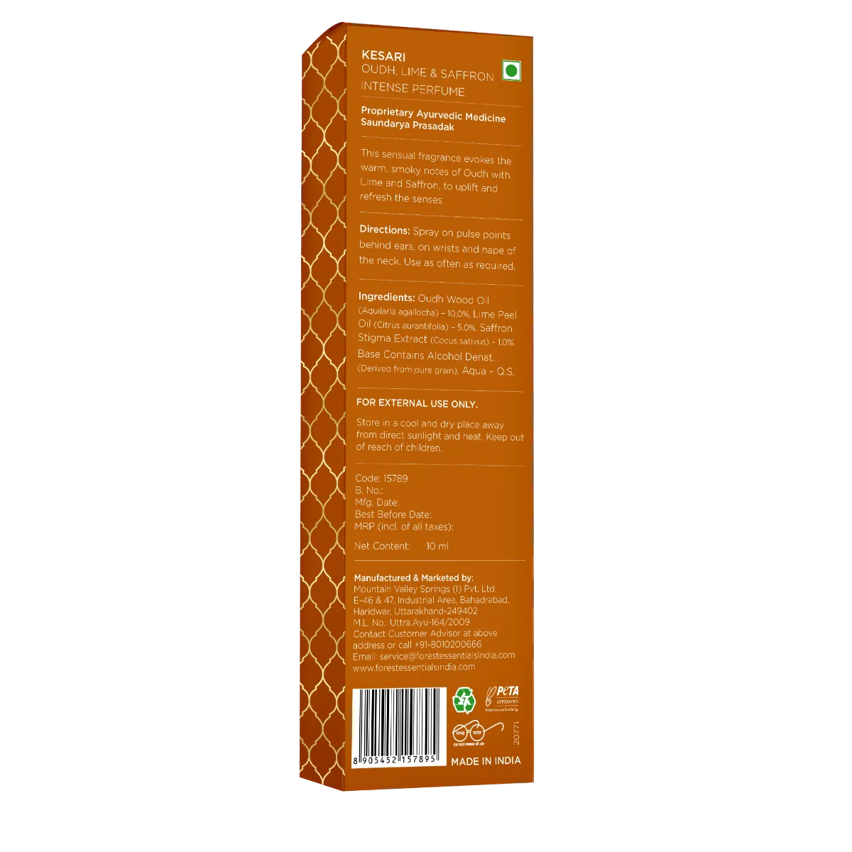Forest Essentials Intense Perfume Kesari - Oudh, Saffron & Lime - Image 9