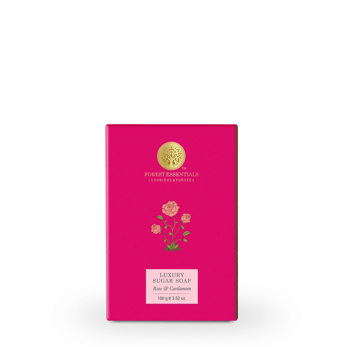 Forest Essentials Luxury Sugar Soap Rose & Cardamom Forest Essentials Luxury Sugar Soap Rose & Cardamom-Pack Size-100 g