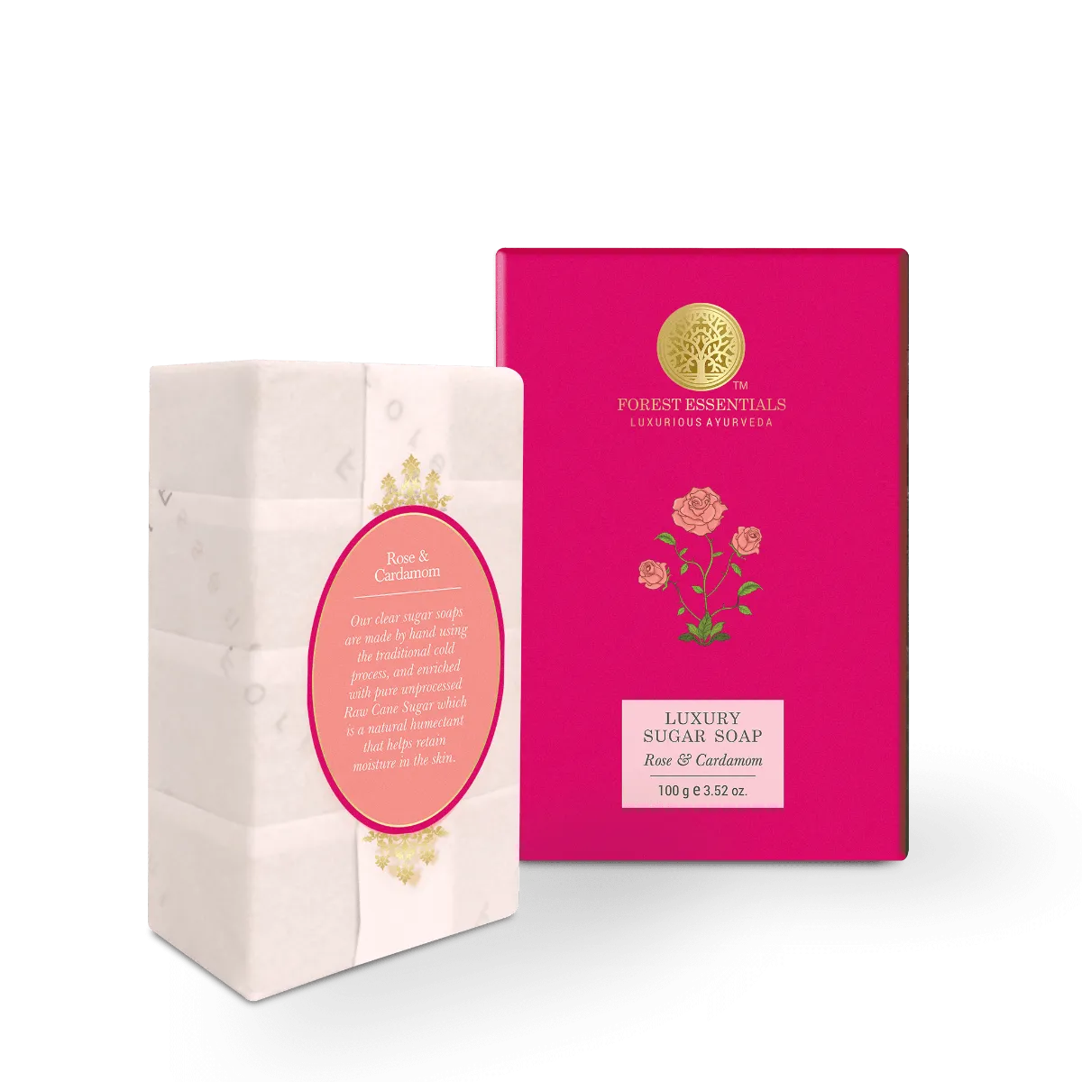 Forest Essentials Luxury Sugar Soap Rose & Cardamom - Image 2