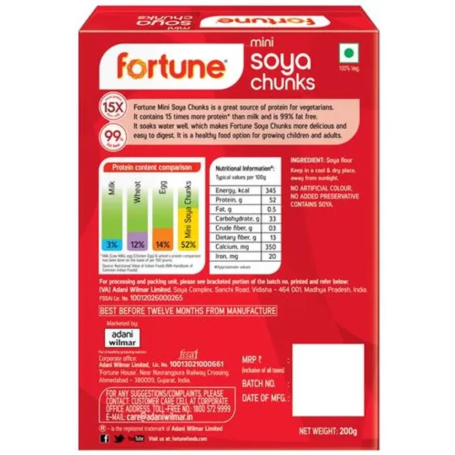Fortune Mini Soya Chunks - 15x More Protein Than Milk - Image 3