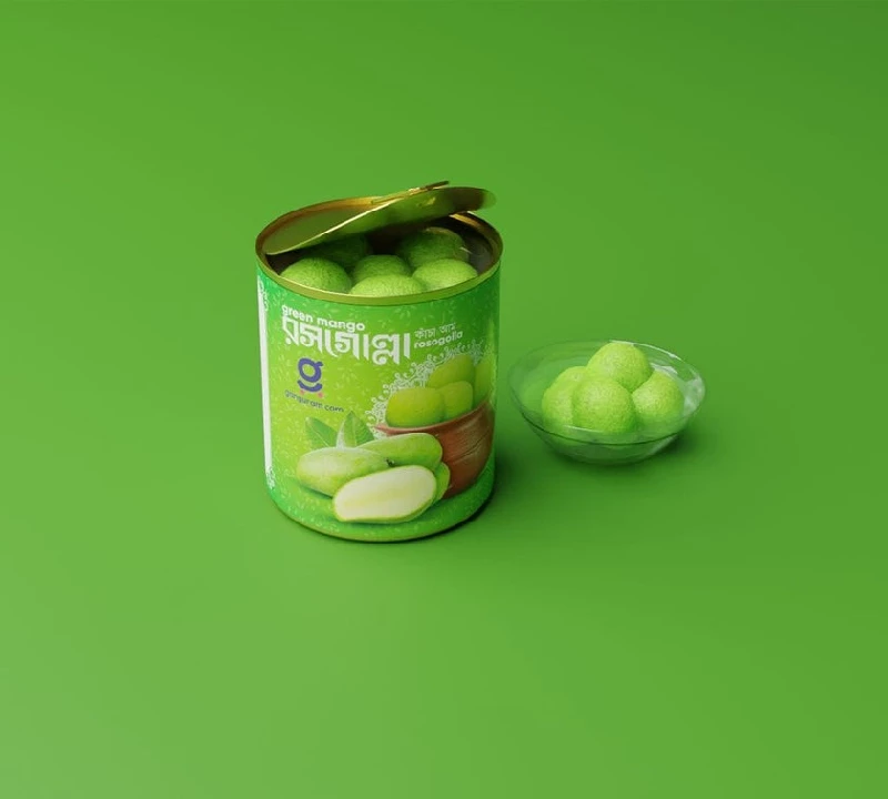 Ganguram tin green mango rosogolla Ganguram tin green mango rosogolla-Pack Size-1 kg