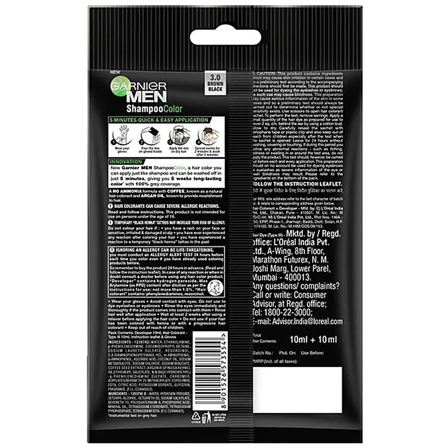 Garnier Men Shampoo Colour – Shade 3 Brown Black - Image 2