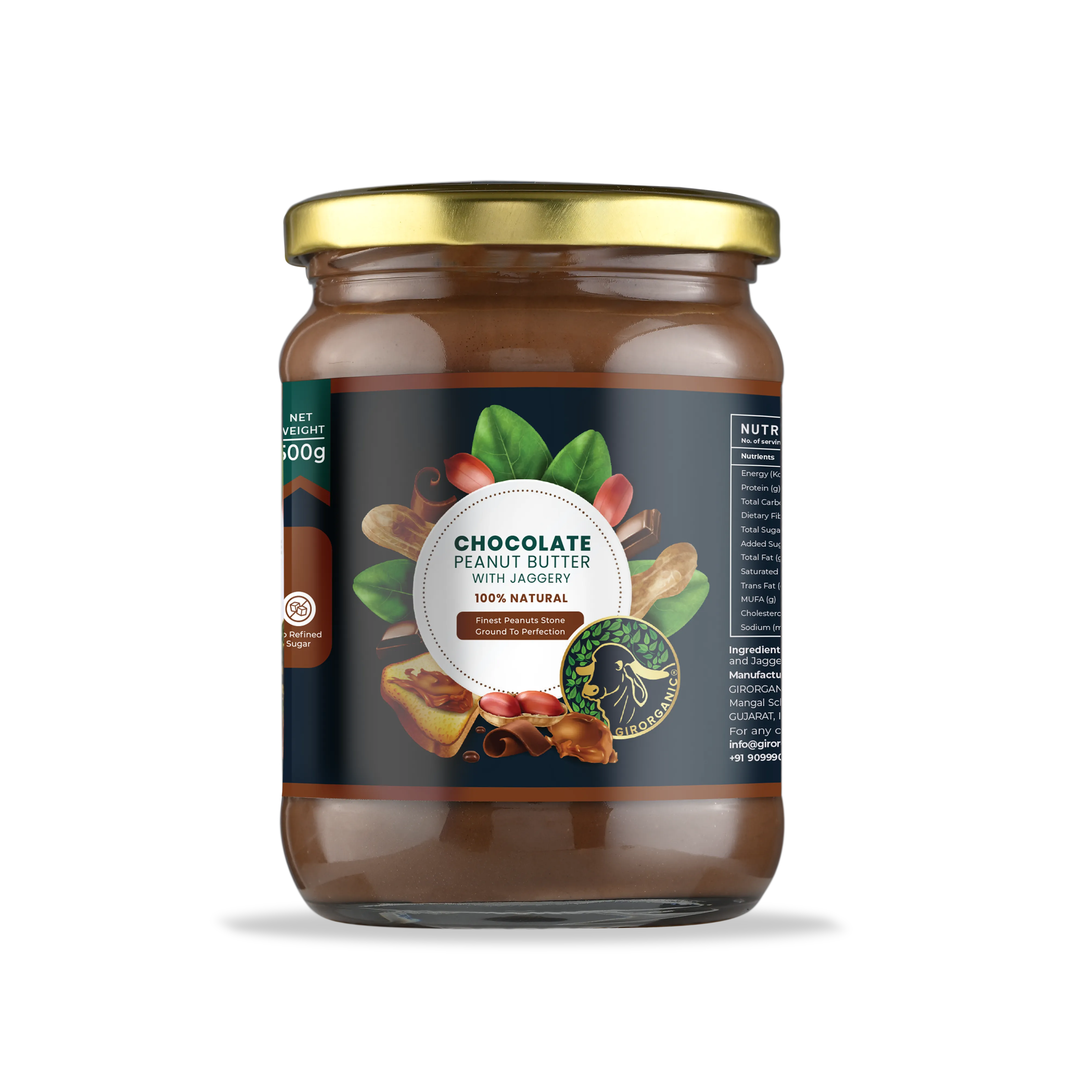 Gir Organic Chocolate Peanut Butter with Jaggery Gir Organic Chocolate Peanut Butter with Jaggery-Pack Size-500 g