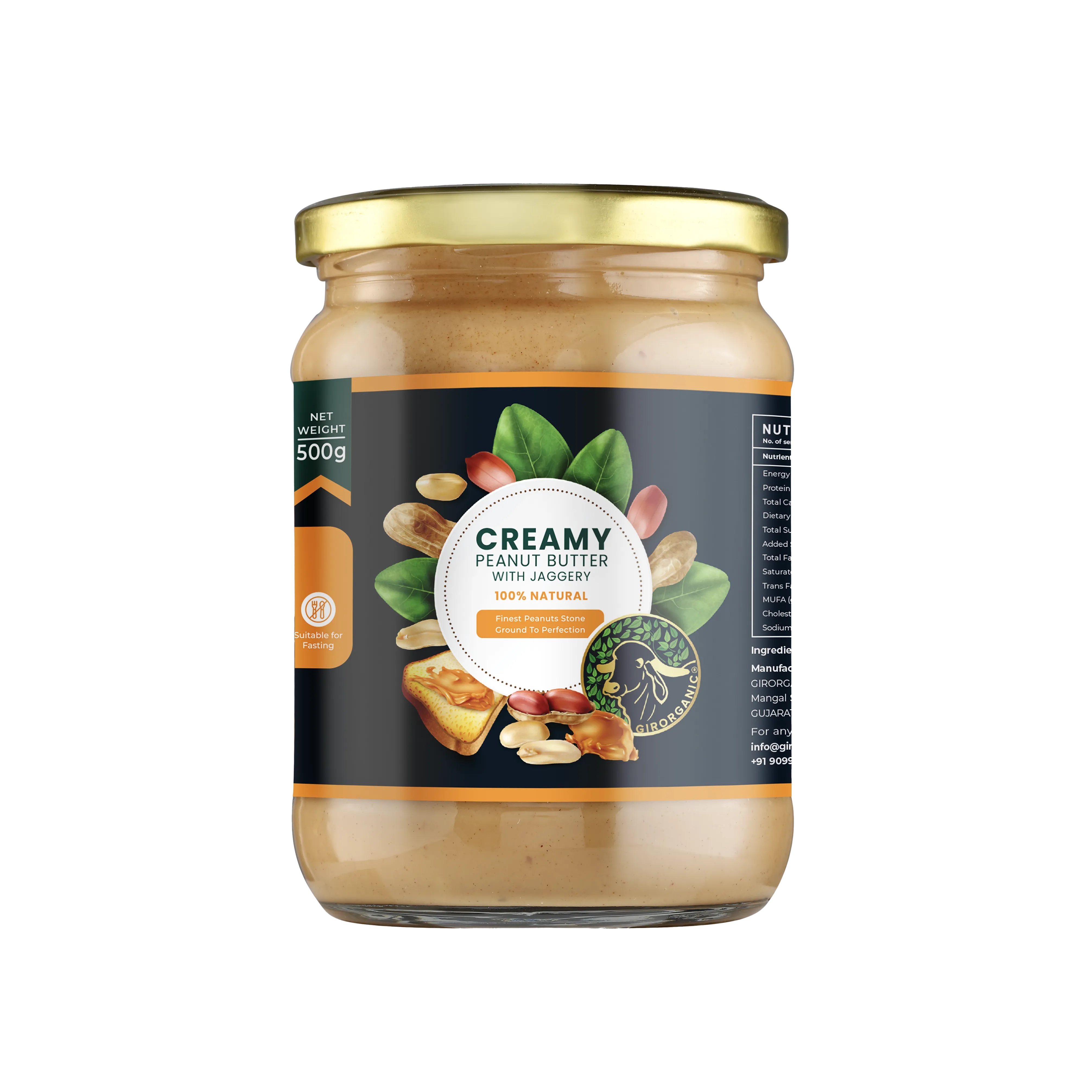 Gir Organic Creamy Peanut Butter with Jaggery Gir Organic Creamy Peanut Butter with Jaggery-Pack Size-500 g