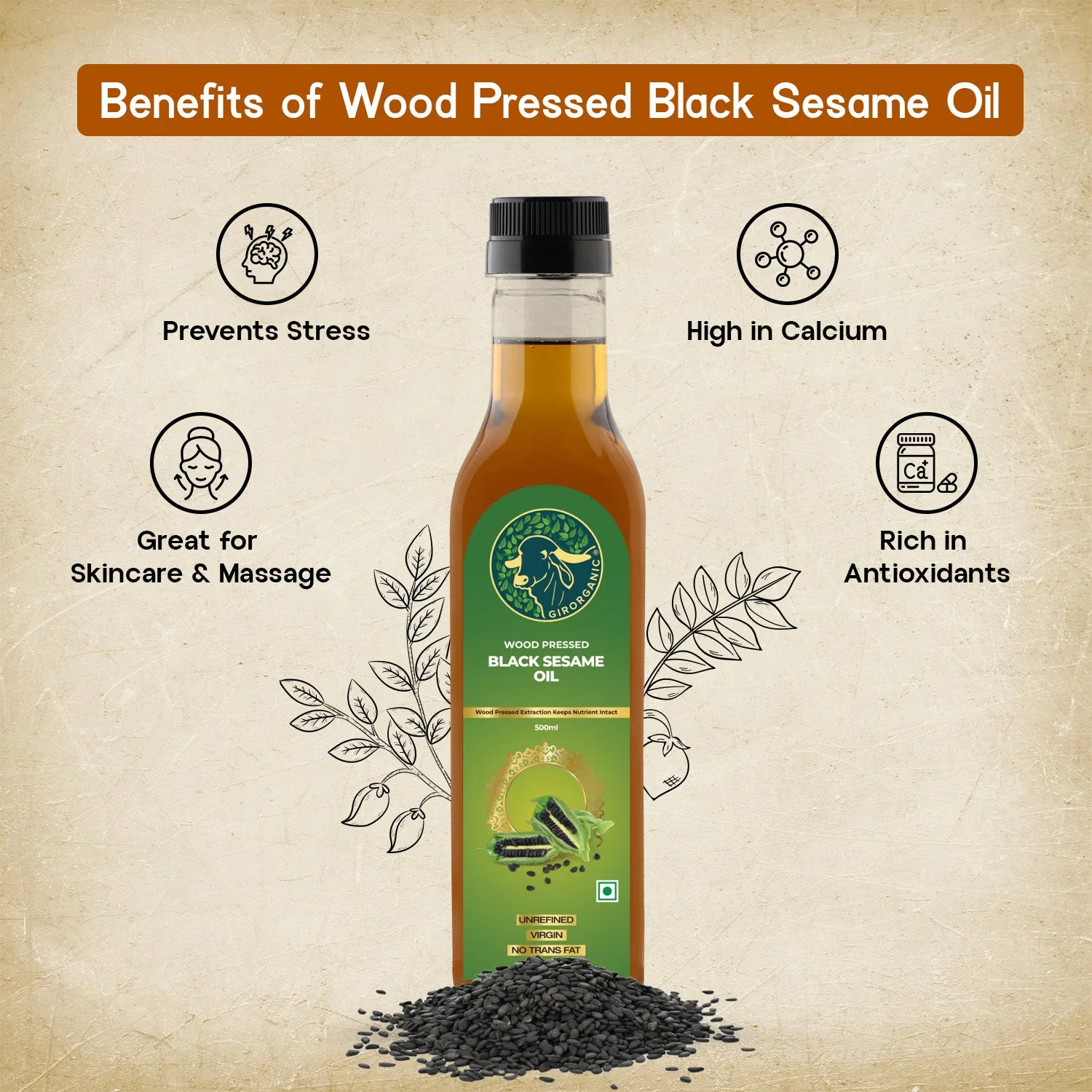 Gir Organic Wood Press Black Sesame Oil - Image 3