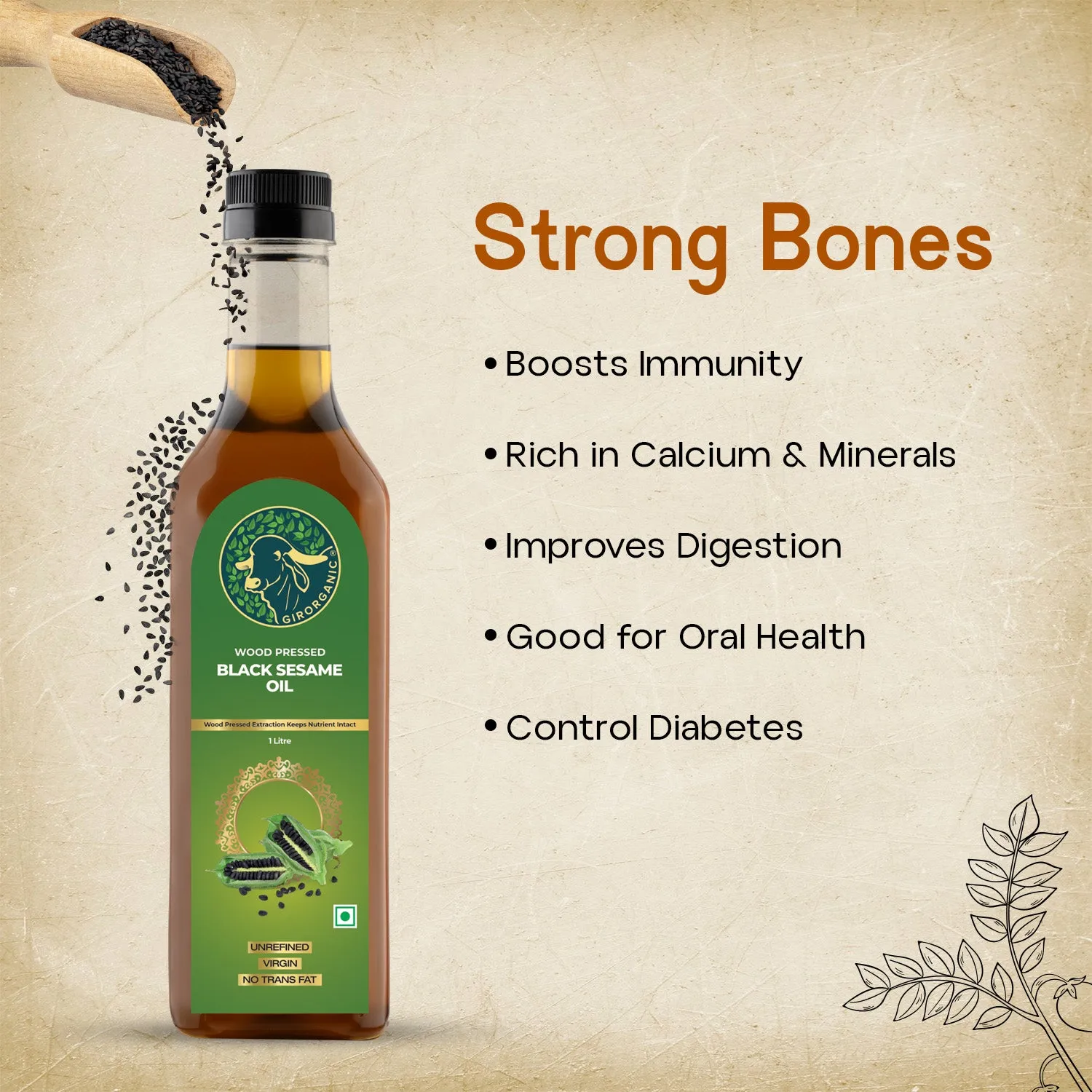 Gir Organic Wood Press Black Sesame Oil - Image 6