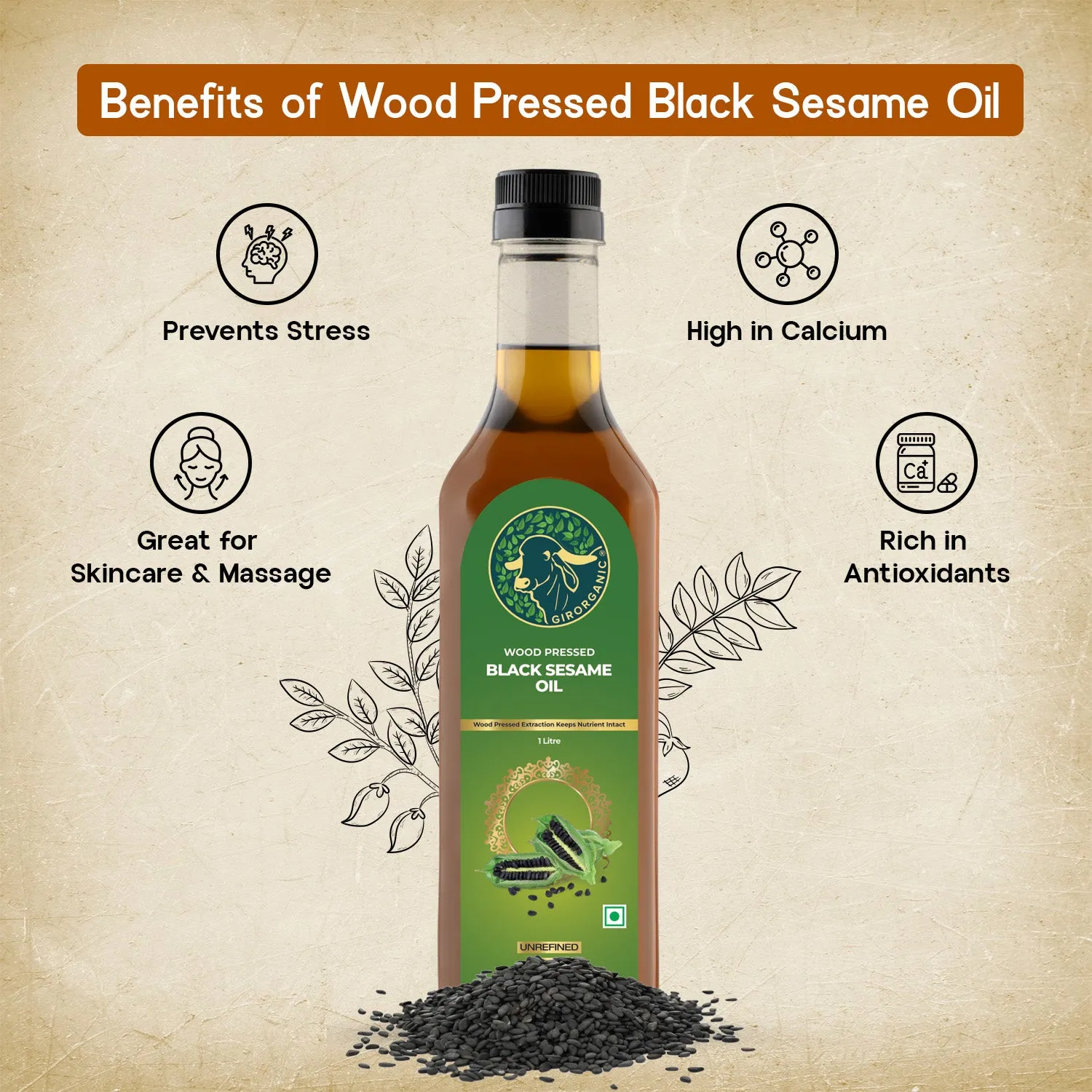 Gir Organic Wood Press Black Sesame Oil - Image 7