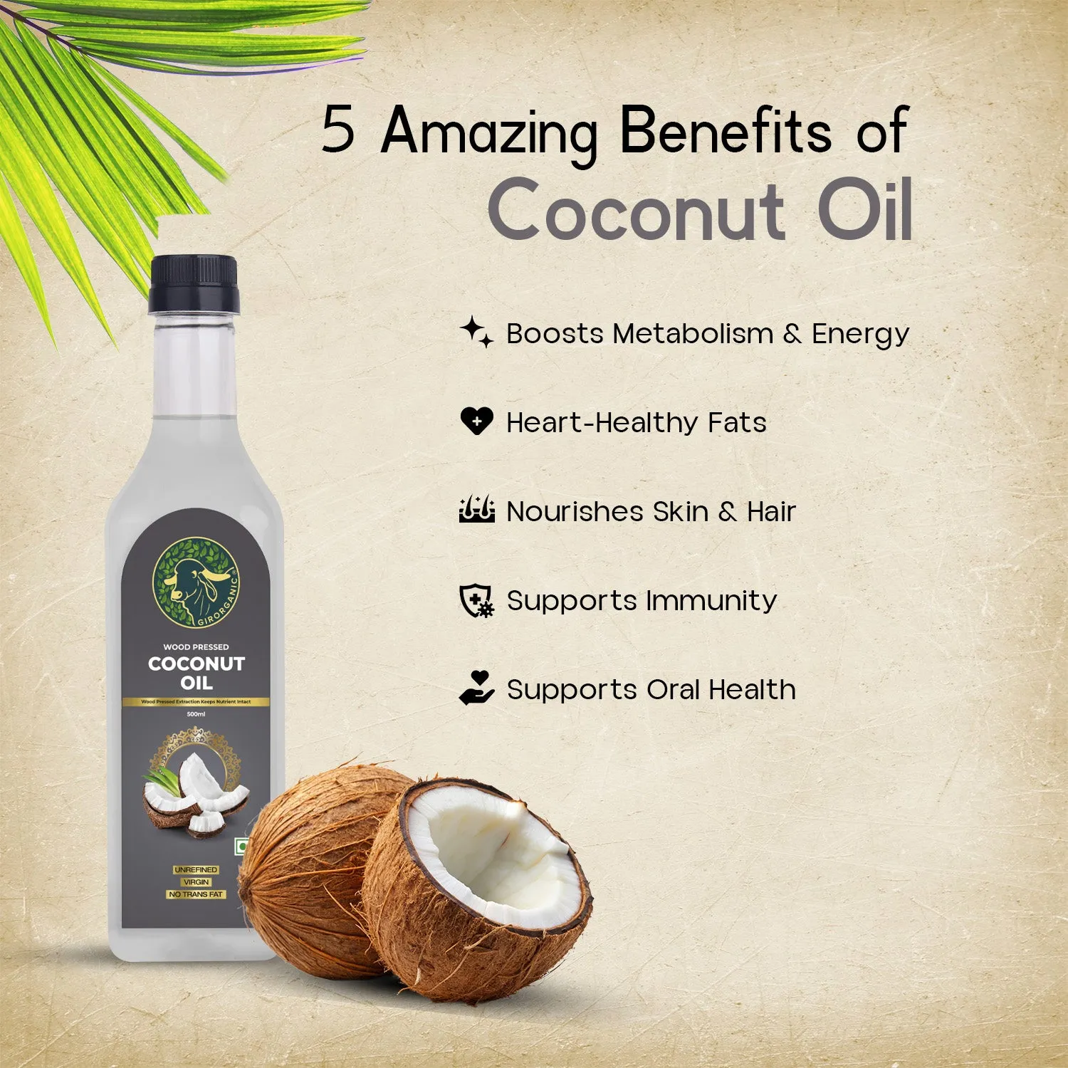 Gir Organic Wood Pressed Coconut Oil - Image 2