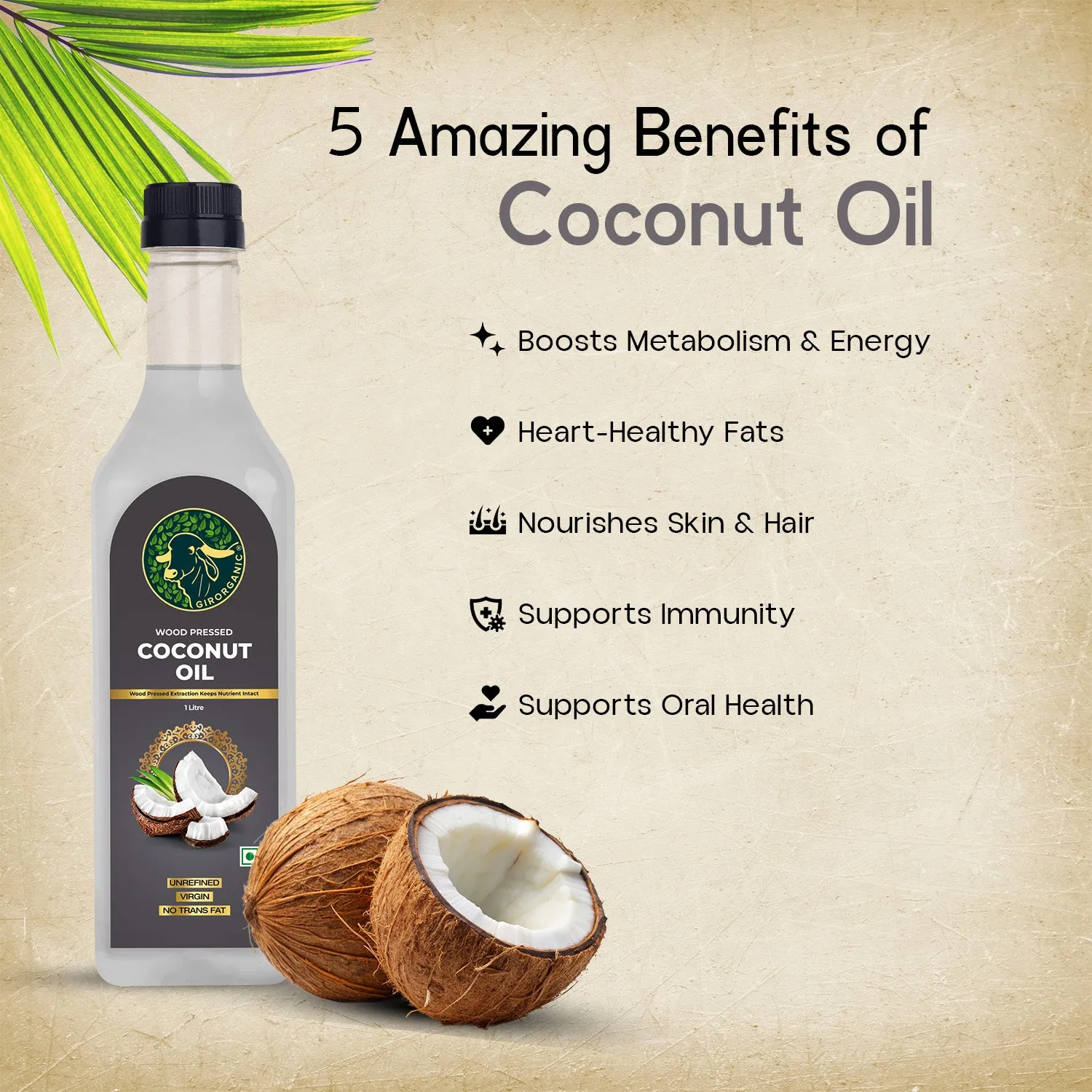 Gir Organic Wood Pressed Coconut Oil - Image 6