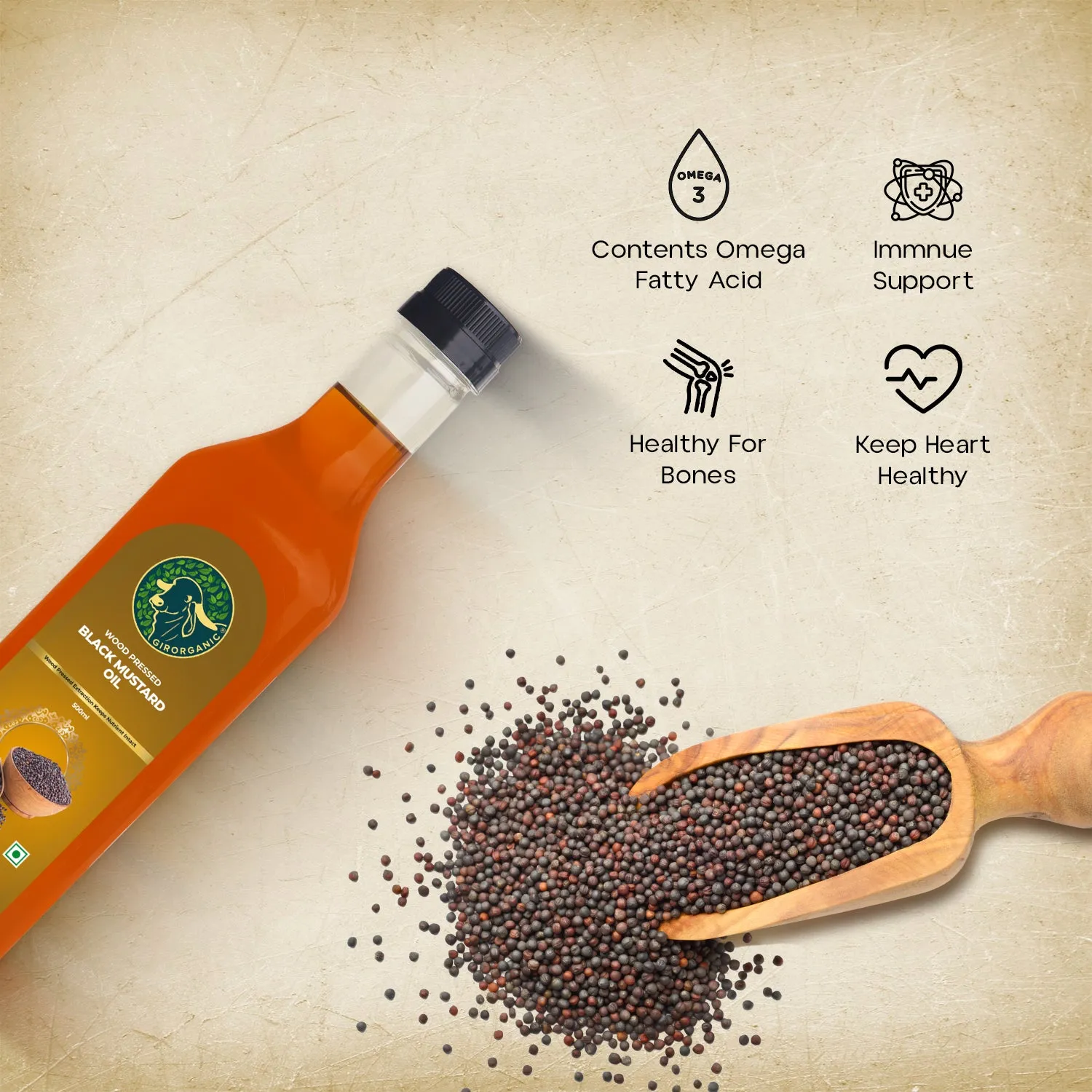 Gir Organic Wood Pressed Virgin Black Mustard Oil - Image 2