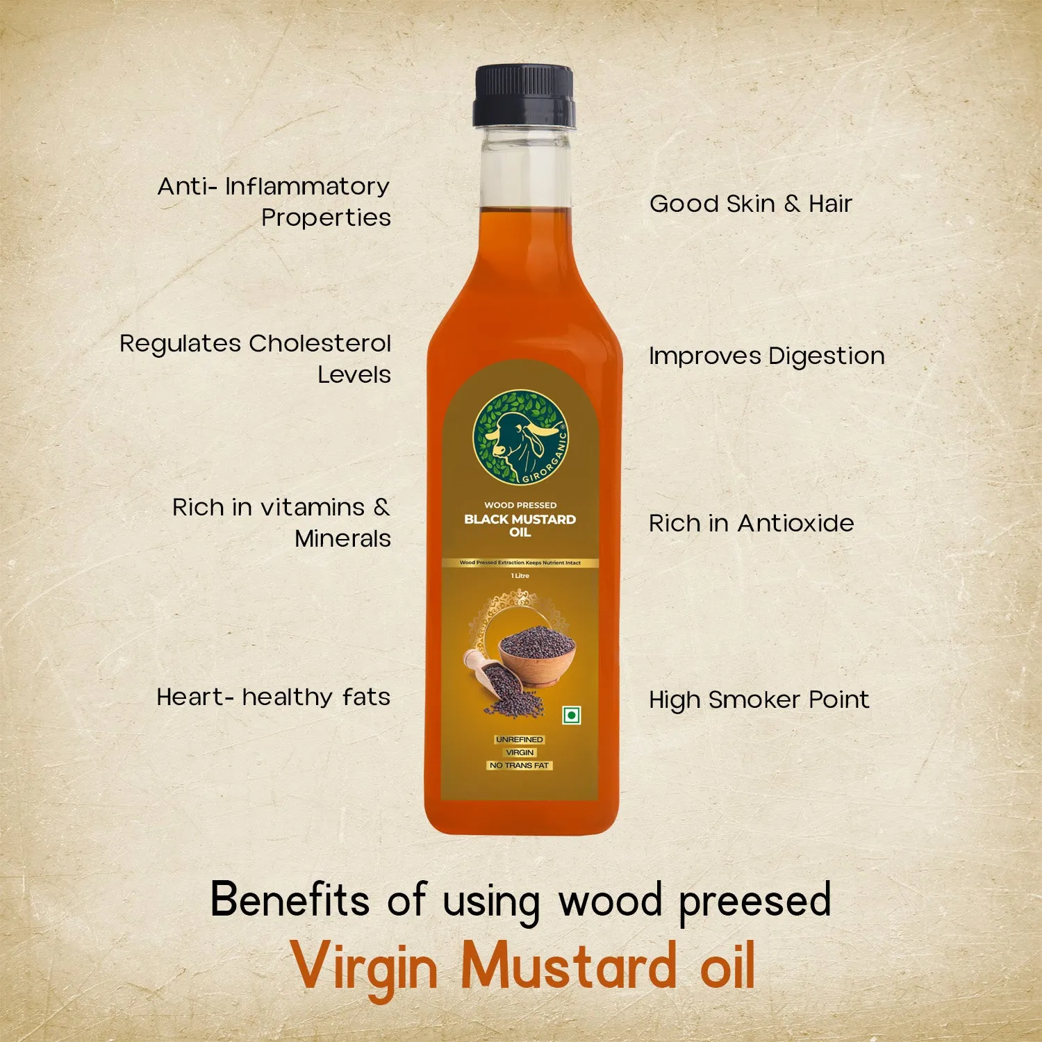 Gir Organic Wood Pressed Virgin Black Mustard Oil - Image 8