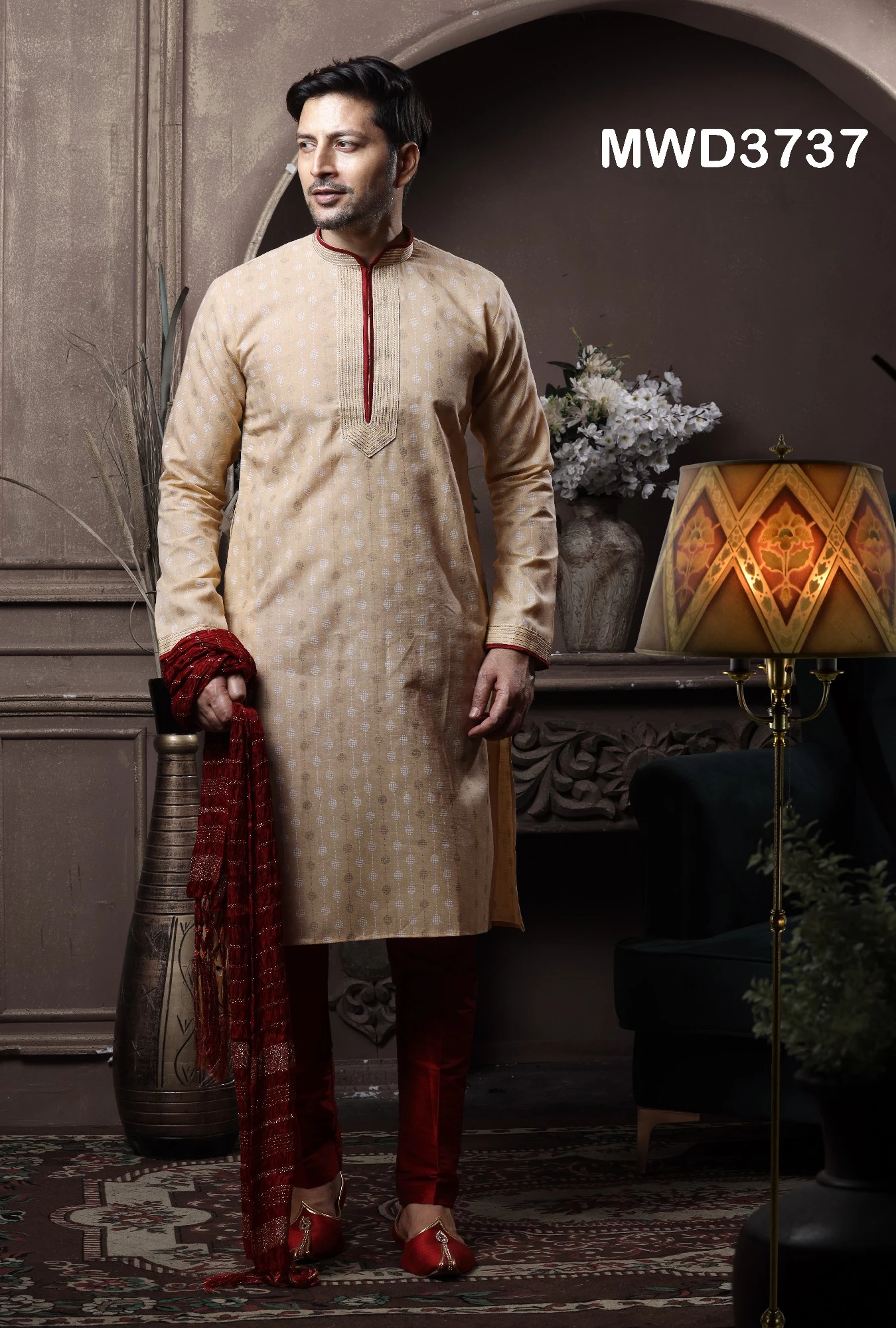Golden Printed Designs Mens Kurta Pajama - Image 2
