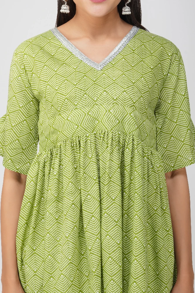Green Printed Cotton Co-ord Set - Image 4