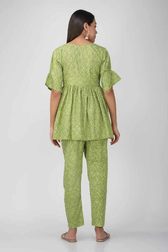 Green Printed Cotton Co-ord Set - Image 6