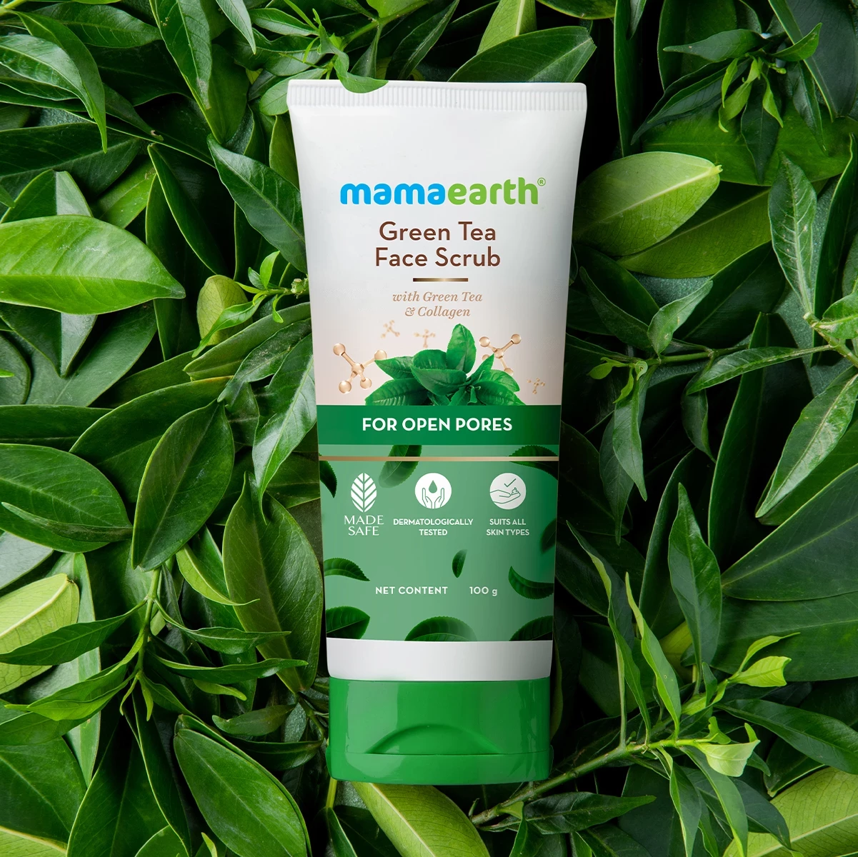 Green Tea Face Scrub With Green Tea & Collagen For Open Pores - Image 2