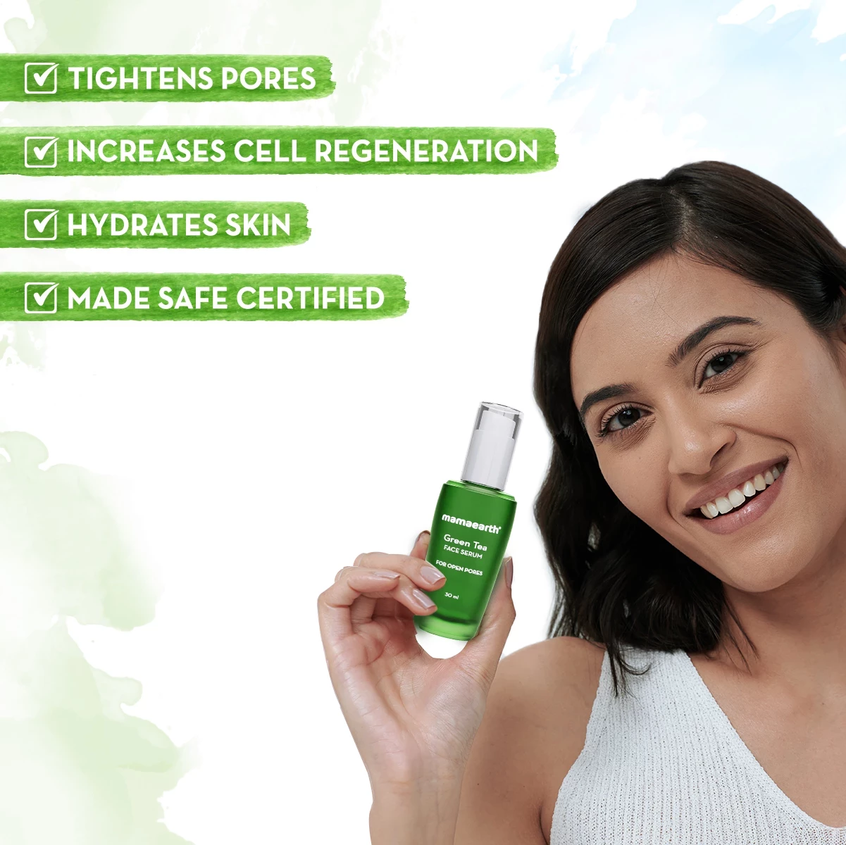 Green Tea Face Serum With Green Tea & Collagen For Open Pores - Image 3
