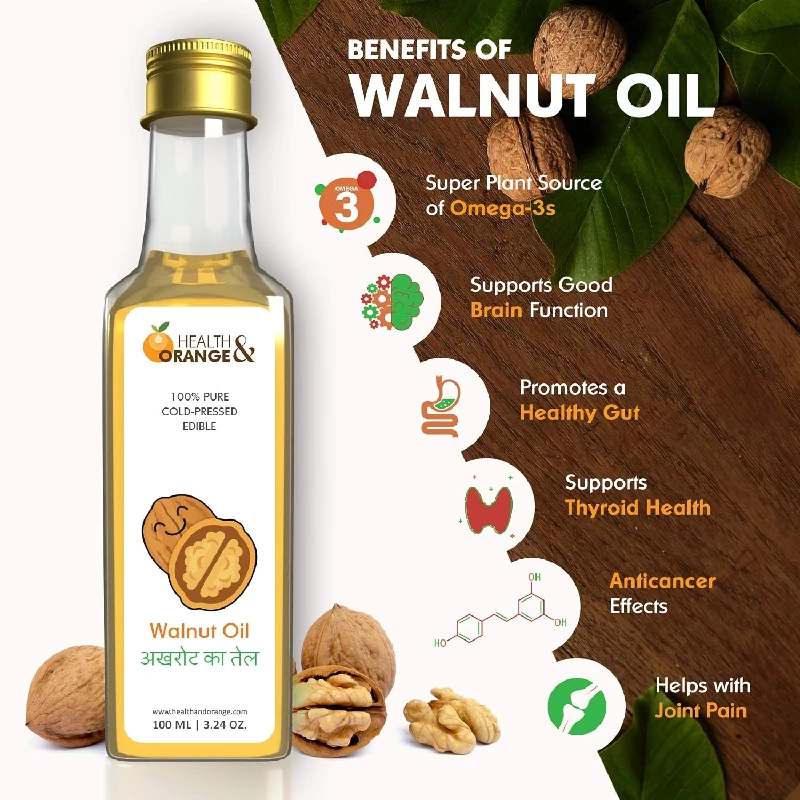 H&O Walnut Oil - 100% Pure Cold Pressed Edible Akhrot Ka Tel - Image 4