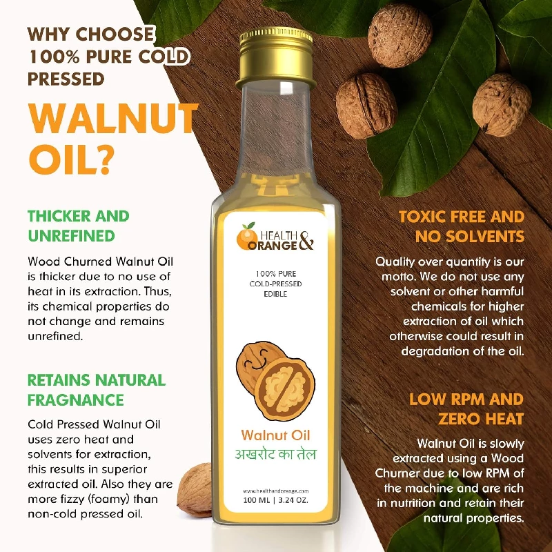 H&O Walnut Oil - 100% Pure Cold Pressed Edible Akhrot Ka Tel - Image 5