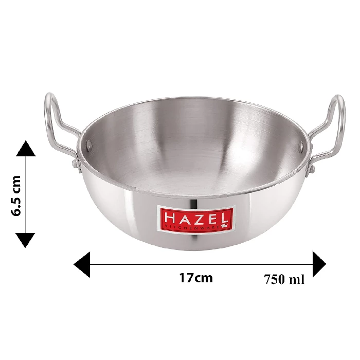 HAZEL 4 mm Aluminium Kadai with Handle - Image 3