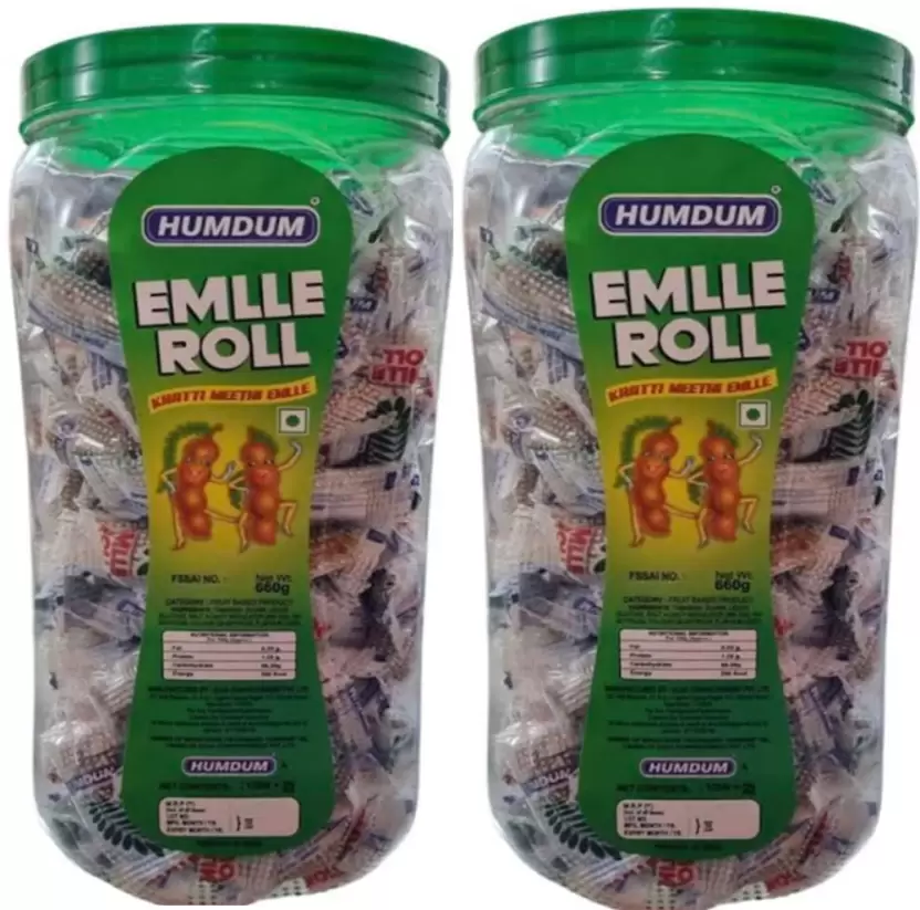 HUMDUM EMLEE ROLL Khatti Meethi candy Pack of 2 Tamarind Flavor Candy HUMDUM EMLEE ROLL Khatti Meethi candy Pack of 2 Tamarind Flavor Candy-Pack Size-660 gms