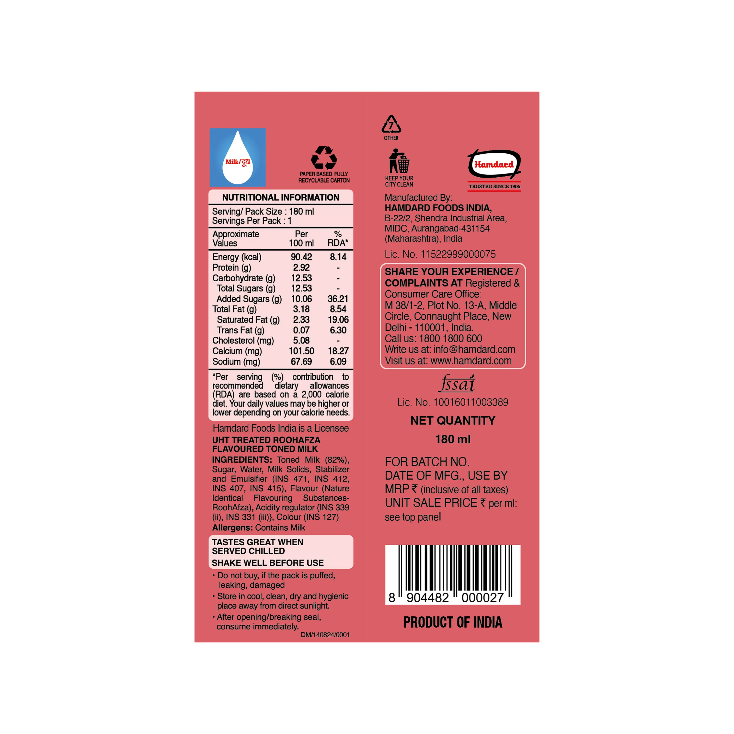 Hamdard Rooh Afza Milk Shake - Image 2