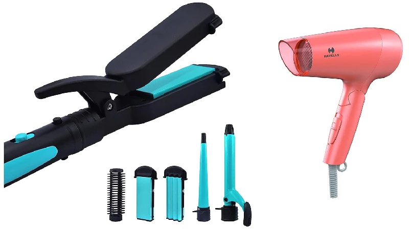 Havells HC4045 5 in 1 Hair Styler-Straightener & HD2223 1200 Watts Foldable & Travel Friendly Hair Dryer Havells HC4045 5 in 1 Hair Styler-Straightener & HD2223 1200 Watts Foldable & Travel Friendly Hair Dryer-Pack Size-Combo of 2