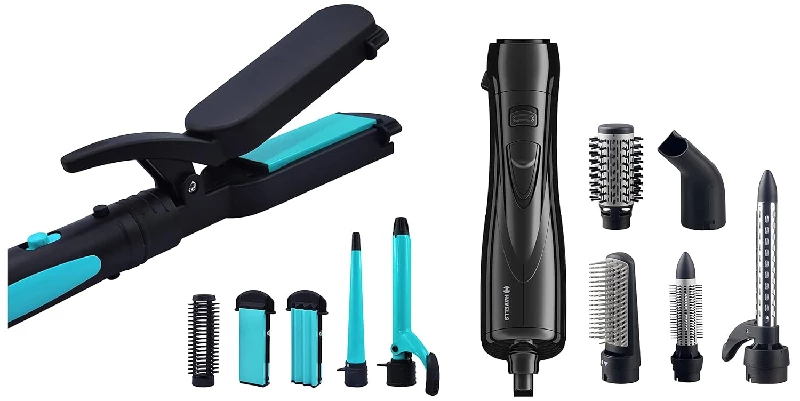 Havells HC4045 5 in 1 Hair Styler-Straightener Pre-Styling HC4085-1000 Watts Half Brush and Drying Nozzle, Styling Curlers, Smoothening Roller Brush Havells HC4045 5 in 1 Hair Styler-Straightener Pre-Styling HC4085-1000 Watts Half Brush and Drying Nozzle, Styling Curlers, Smoothening Roller Brush-Pack Size-Combo of 2